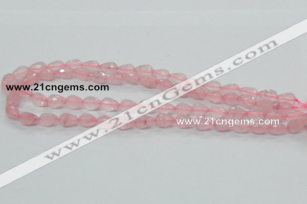 CRQ42 15.5 inches 8*12mm faceted teardrop natural rose quartz beads