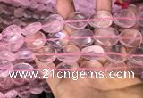 CRQ423 15.5 inches 15*20mm faceted flat teardrop rose quartz beads