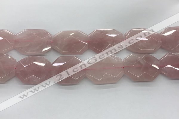 CRQ429 30*35mm - 35*45mm faceted octagonal rose quartz beads