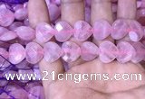 CRQ434 15.5 inches 14*14mm faceted heart rose quartz beads wholesale