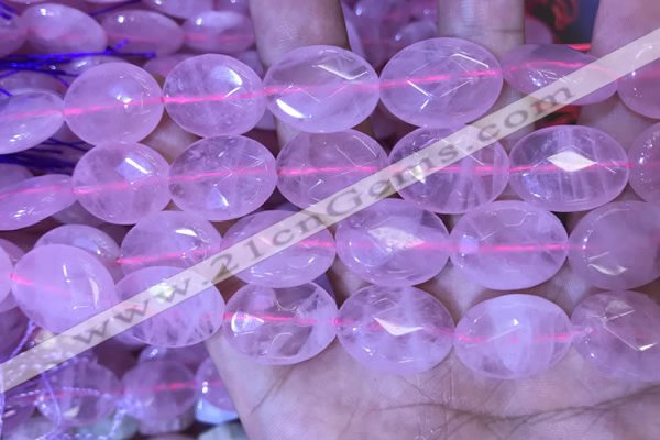 CRQ437 15.5 inches 15*20mm faceted oval rose quartz beads wholesale