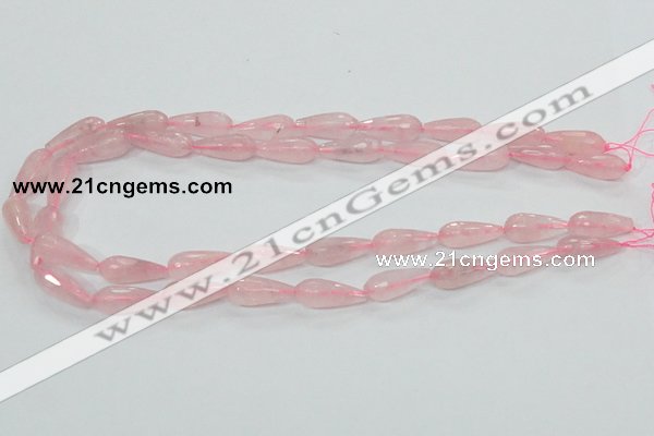 CRQ44 15.5 inches 8*20mm faceted teardrop natural rose quartz beads
