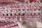 CRQ446 15.5 inches 10mm faceted round rose quartz beads