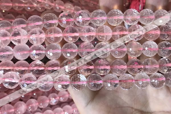 CRQ446 15.5 inches 10mm faceted round rose quartz beads