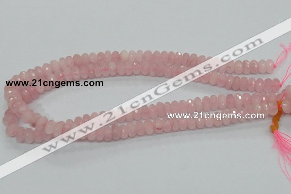 CRQ48 15.5 inches 6*10mm faceted rondelle natural rose quartz beads