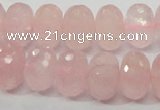 CRQ50 15.5 inches 10*16mm faceted rondelle natural rose quartz beads