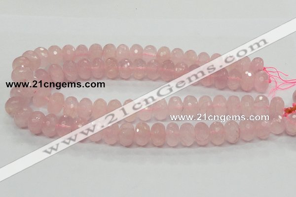 CRQ50 15.5 inches 10*16mm faceted rondelle natural rose quartz beads