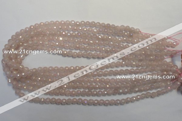 CRQ511 15.5 inches 6mm faceted round AB-color rose quartz beads