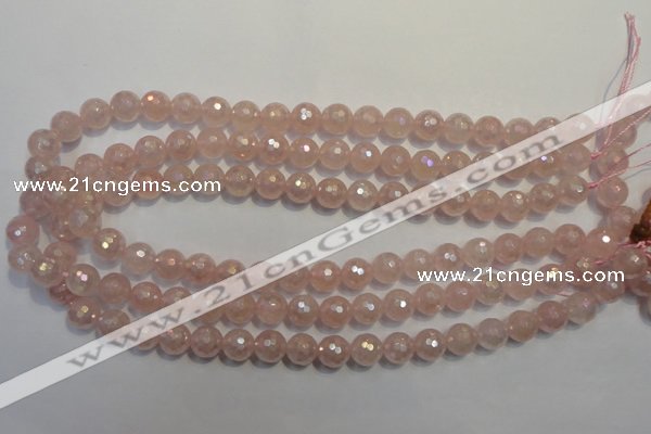 CRQ513 15.5 inches 10mm faceted round AB-color rose quartz beads