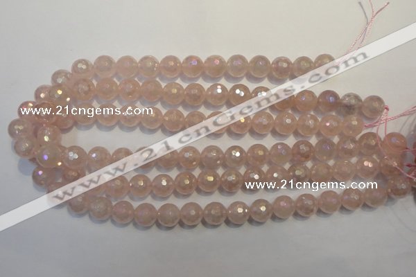 CRQ514 15.5 inches 12mm faceted round AB-color rose quartz beads