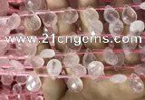 CRQ560 Top drilled 10*14mm faceted briolette rose quartz beads