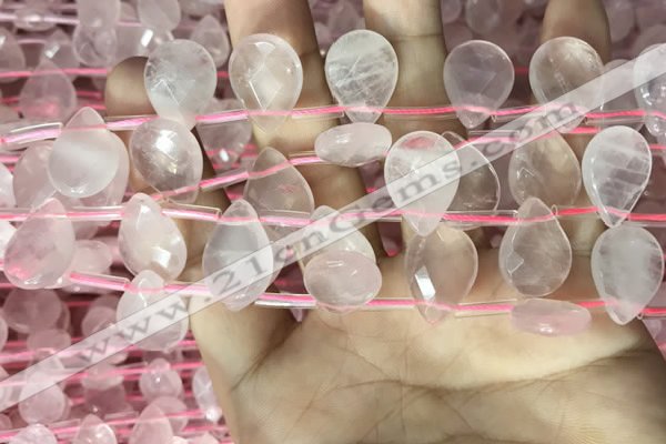 CRQ562 Top drilled 12*16mm faceted briolette rose quartz beads