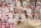 CRQ563 Top drilled 13*18mm faceted briolette rose quartz beads