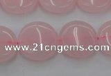 CRQ602 15.5 inches 15mm flat round rose quartz beads wholesale