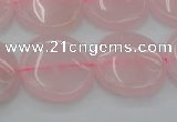 CRQ603 15.5 inches 18mm flat round rose quartz beads wholesale