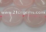 CRQ605 15.5 inches 25mm flat round rose quartz beads wholesale