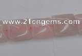 CRQ623 15.5 inches 14*14mm square rose quartz beads wholesale