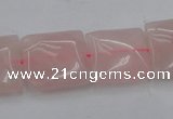 CRQ624 15.5 inches 16*16mm square rose quartz beads wholesale