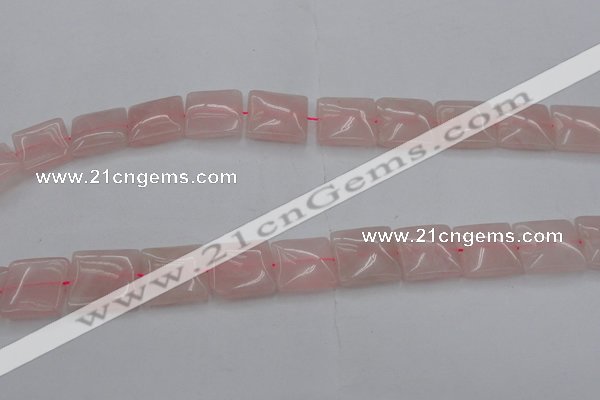 CRQ625 15.5 inches 18*18mm square rose quartz beads wholesale