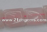 CRQ626 15.5 inches 20*20mm square rose quartz beads wholesale