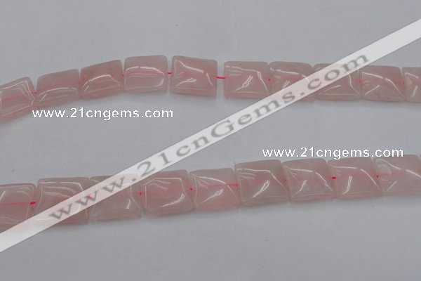 CRQ626 15.5 inches 20*20mm square rose quartz beads wholesale