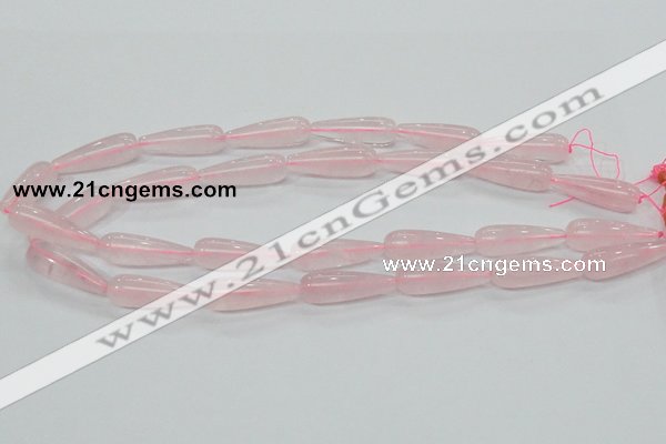 CRQ63 15.5 inches 10*30mm teardrop natural rose quartz beads wholesale