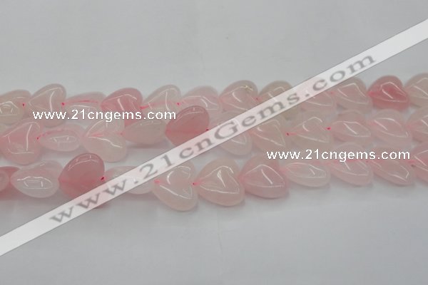 CRQ634 15.5 inches 22*22mm heart rose quartz beads wholesale