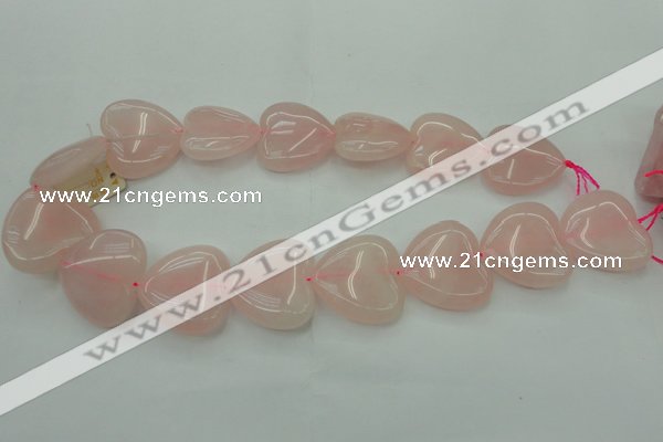 CRQ635 15.5 inches 30*30mm heart rose quartz beads wholesale