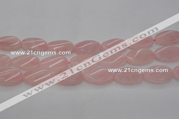 CRQ645 15.5 inches 18*25mm twisted oval rose quartz beads