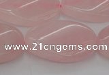 CRQ646 15.5 inches 20*30mm twisted oval rose quartz beads