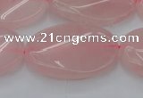 CRQ647 15.5 inches 25*35mm twisted oval rose quartz beads