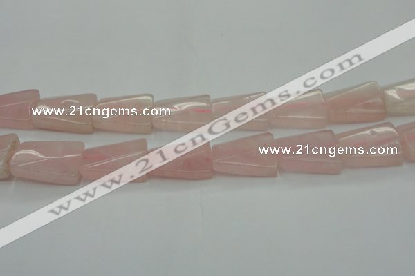 CRQ650 15.5 inches 18*25mm twisted rectangle rose quartz beads