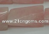 CRQ652 15.5 inches 25*35mm twisted rectangle rose quartz beads