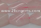 CRQ653 15.5 inches 15*20mm twisted hexagon rose quartz beads