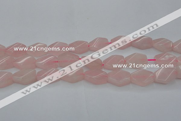 CRQ653 15.5 inches 15*20mm twisted hexagon rose quartz beads