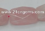 CRQ658 15.5 inches 22*30mm faceted rectangle rose quartz beads