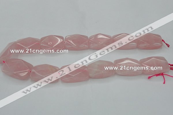 CRQ658 15.5 inches 22*30mm faceted rectangle rose quartz beads