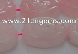 CRQ665 15.5 inches 18*25mm carved oval rose quartz beads