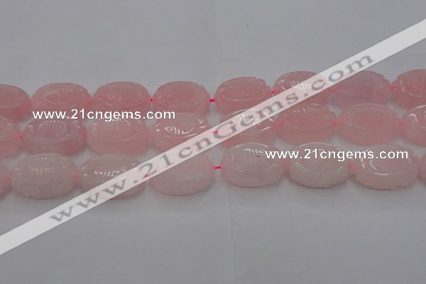 CRQ665 15.5 inches 18*25mm carved oval rose quartz beads