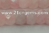 CRQ686 15.5 inches 8*14mm faceted rondelle rose quartz beads