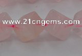 CRQ694 15.5 inches 10*10mm cube rose quartz beads wholesale