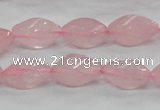 CRQ70 15.5 inches 8*16mm twisted rice natural rose quartz beads