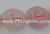 CRQ710 15.5 inches 25mm flat round rose quartz beads