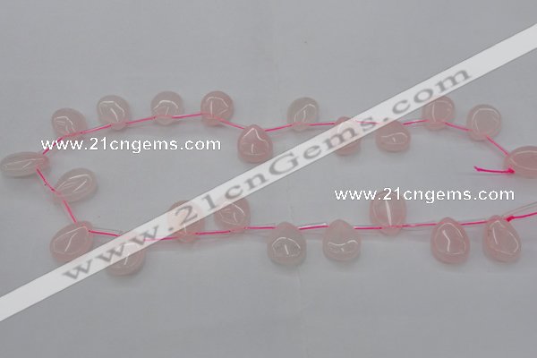 CRQ718 Top drilled 13*18mm flat teardrop rose quartz beads