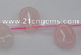 CRQ719 Top drilled 15*20mm flat teardrop rose quartz beads