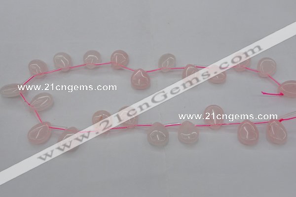 CRQ719 Top drilled 15*20mm flat teardrop rose quartz beads