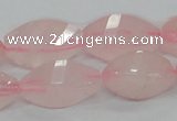 CRQ72 15.5 inches 12*24mm twisted rice natural rose quartz beads