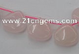 CRQ721 Top drilled 15*15mm flat teardrop rose quartz beads