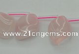 CRQ732 Top drilled 15*20mm twisted marquise rose quartz beads