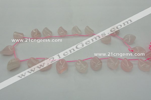 CRQ732 Top drilled 15*20mm twisted marquise rose quartz beads